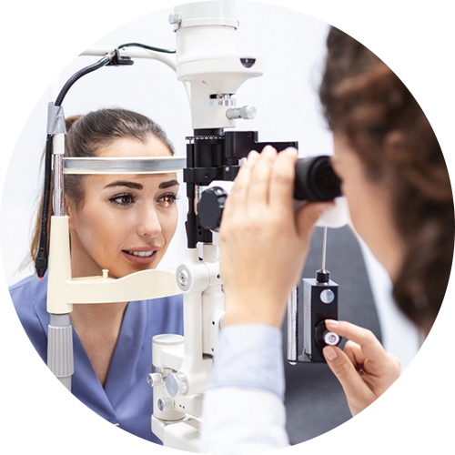 Ophthalmologist conducting a clinical eye exam