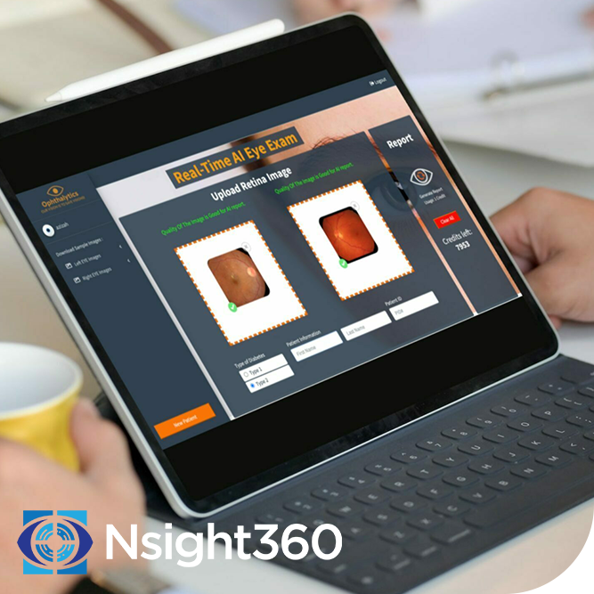 Nsight360 AI-assisted retinal screening on a laptop